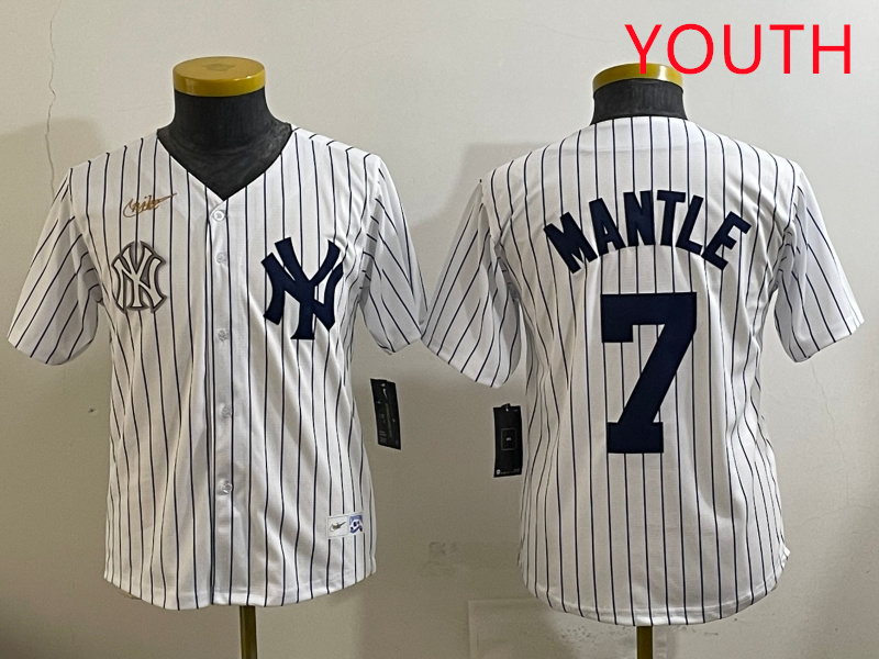 Youth New York Yankees 7 Mantle White 2025 Nike MLB jersey style 11